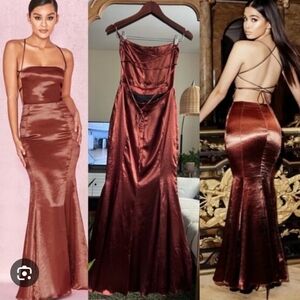 House of CB Dresses |House Of Cb Nura Bronze Brown Metalic.. M